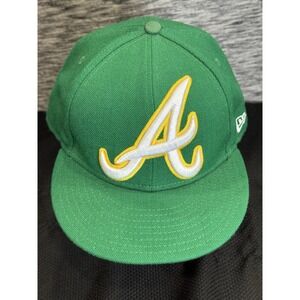 Oakland Athletics As Hat Cap Fitted Mens 7 3/4‎ Green Yellow New Era 59FFTY MLB
